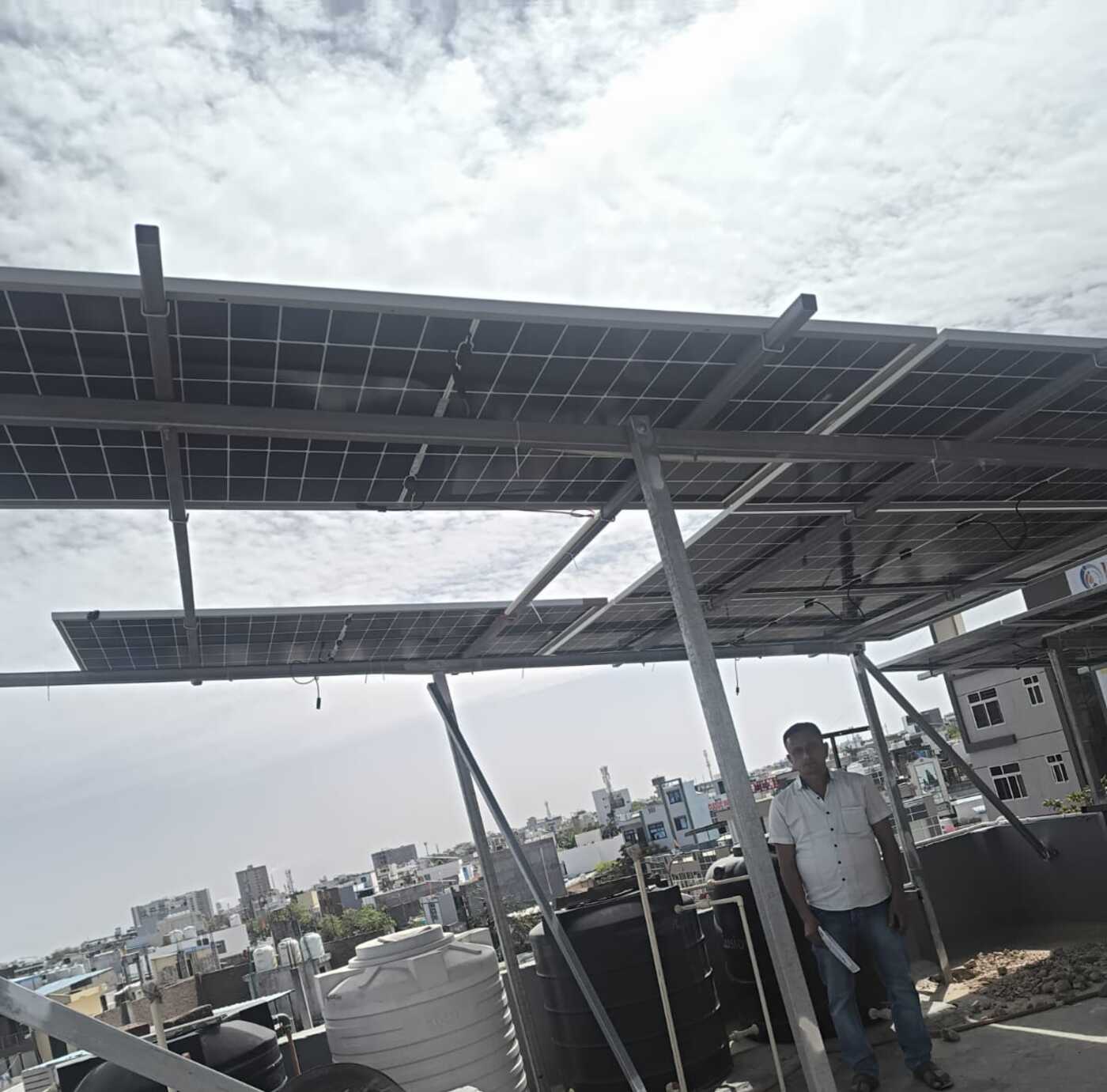 KPD Solar customer at rooftop solar installation in Kota
